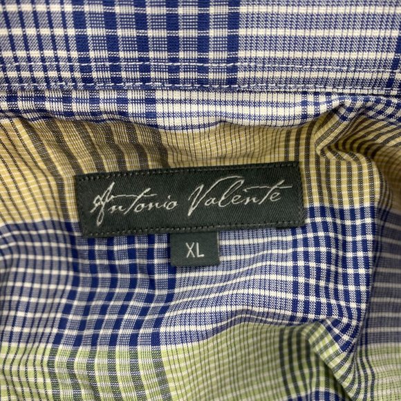 Antonio Valente Shirt Men Extra Large XL Multicolor Checkered Button Down Casual - Picture 3 of 6